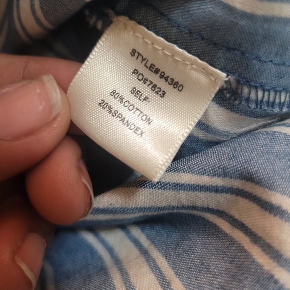 Skies Are Blue White Striped Midi 3/4 Sleeve Dress Size Large - Picture 5 of 6